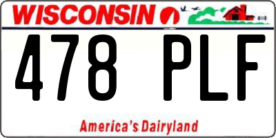 WI license plate 478PLF