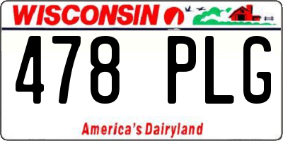 WI license plate 478PLG
