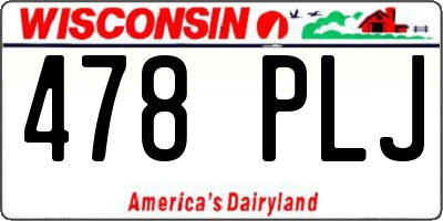 WI license plate 478PLJ
