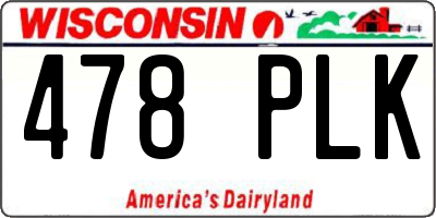 WI license plate 478PLK
