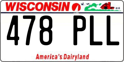 WI license plate 478PLL