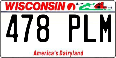 WI license plate 478PLM