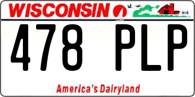 WI license plate 478PLP