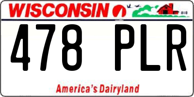 WI license plate 478PLR