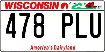 WI license plate 478PLU