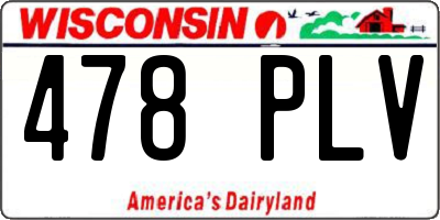 WI license plate 478PLV