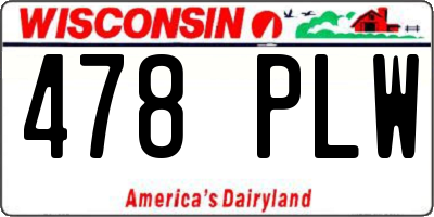 WI license plate 478PLW