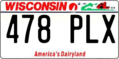 WI license plate 478PLX