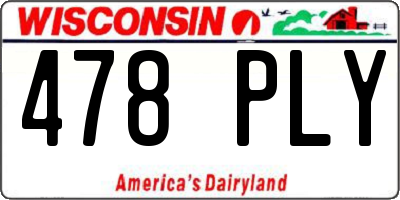 WI license plate 478PLY