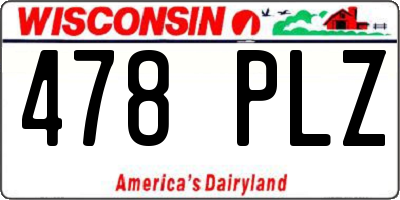 WI license plate 478PLZ