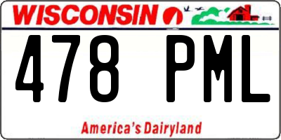 WI license plate 478PML