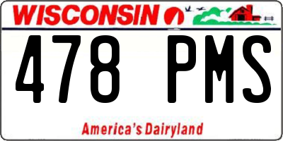 WI license plate 478PMS
