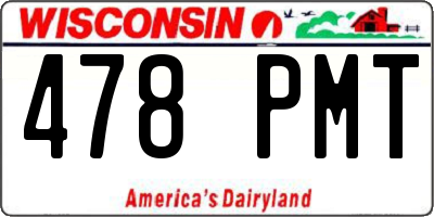 WI license plate 478PMT