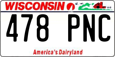 WI license plate 478PNC