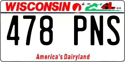 WI license plate 478PNS