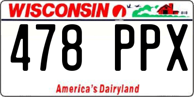 WI license plate 478PPX