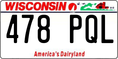 WI license plate 478PQL
