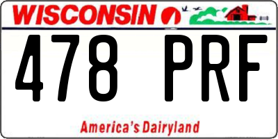 WI license plate 478PRF