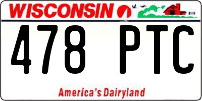 WI license plate 478PTC
