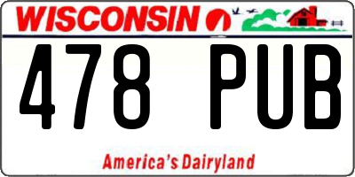 WI license plate 478PUB