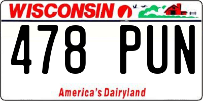 WI license plate 478PUN
