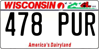 WI license plate 478PUR