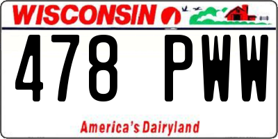 WI license plate 478PWW