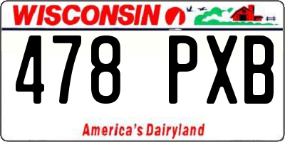 WI license plate 478PXB