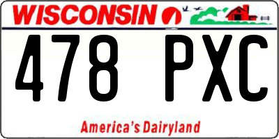 WI license plate 478PXC