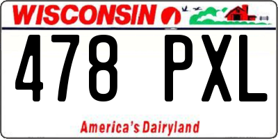 WI license plate 478PXL