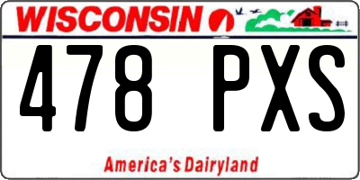 WI license plate 478PXS