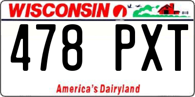 WI license plate 478PXT