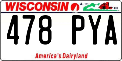 WI license plate 478PYA