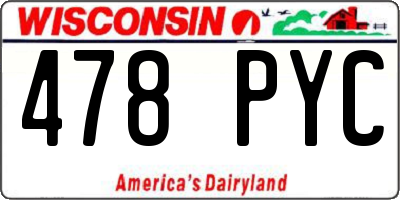 WI license plate 478PYC