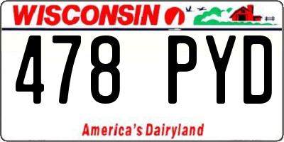 WI license plate 478PYD