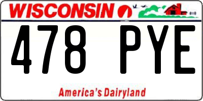 WI license plate 478PYE