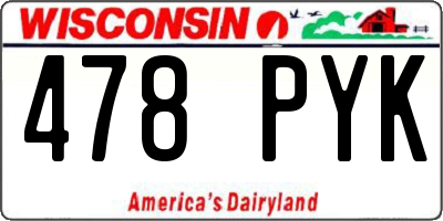 WI license plate 478PYK