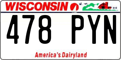 WI license plate 478PYN