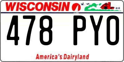 WI license plate 478PYO