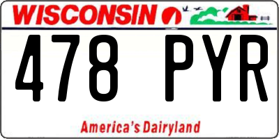 WI license plate 478PYR