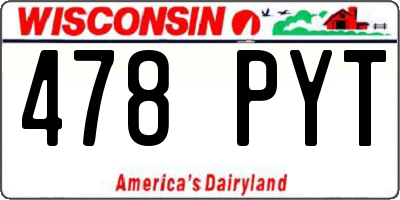 WI license plate 478PYT