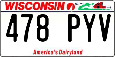 WI license plate 478PYV