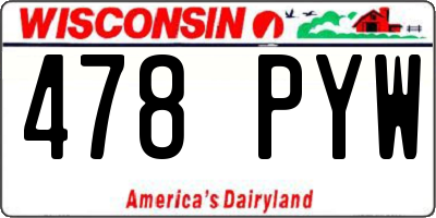 WI license plate 478PYW