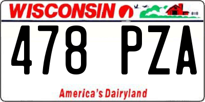 WI license plate 478PZA