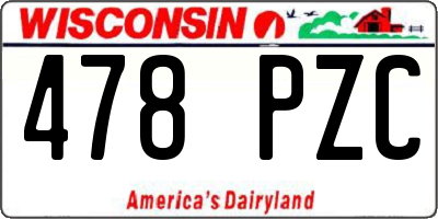 WI license plate 478PZC