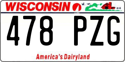 WI license plate 478PZG