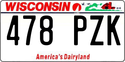WI license plate 478PZK