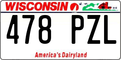 WI license plate 478PZL