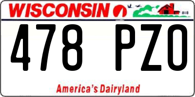 WI license plate 478PZO