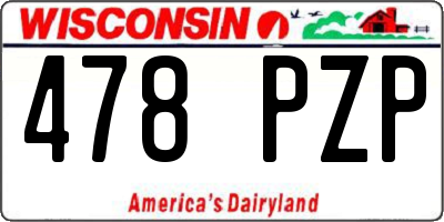 WI license plate 478PZP